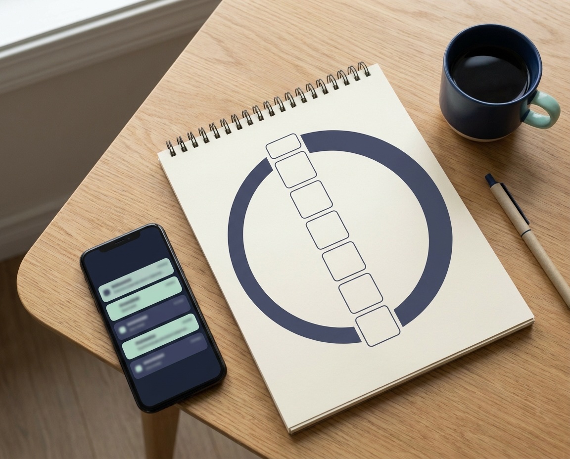 毎週同じ曜日に印の付いた手帳と、通知が並んだスマートフォン
